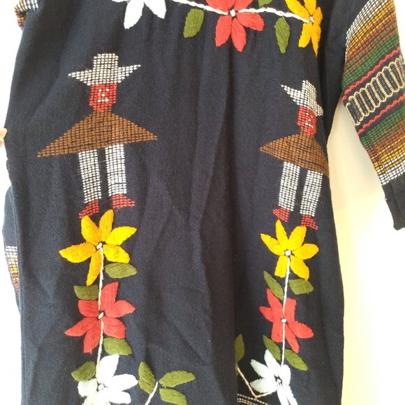 Vintage Handwoven Peru Dress Ethnic Hippy Boho Embroidered - Picture 4 of 15